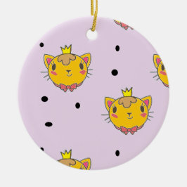 Princess kitty kat op paars keramisch ornament
