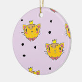 Princess kitty kat op paars keramisch ornament (Links)