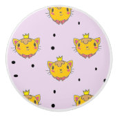 Princess kitty kat op paars keramische knop (Voorkant)