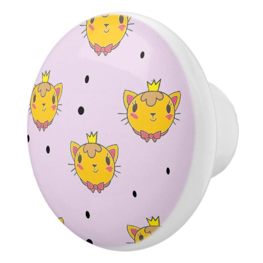 Princess kitty kat op paars keramische knop (Rechts)