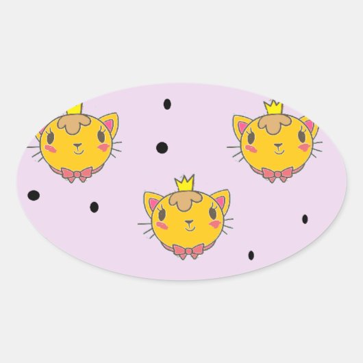 Princess kitty kat op paars ovale sticker (Voorkant)