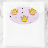 Princess kitty kat op paars ovale sticker (Tas)