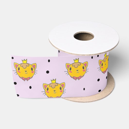 Princess kitty kat op paars satijnen lint (Spoel)