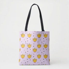 Princess kitty kat op paars tote bag