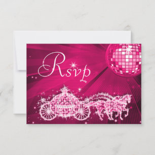 Princess Koets & Paarden & Disco Bal RSVP Kaartje