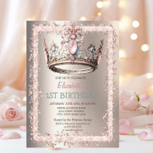 Princess Kroon Glitter Frame Ivoorkleurige Verjaar