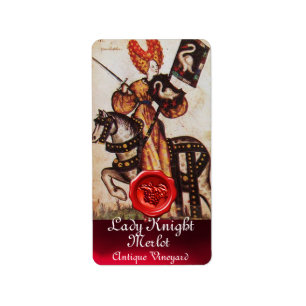PRINCESS LADY KNIGHT WINE LABEL, RED WAX SEKEL ETIKET