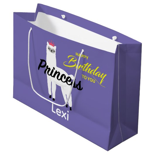 Princess Lama Design - Gift Bag - Large Groot Cadeauzakje (Voorkant Gekanteld)