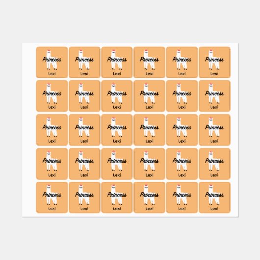 Princess Lama Design - Small Square Clothing Label (Vel)