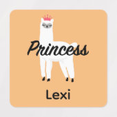 Princess Lama Design - Small Square Clothing Label (Design 2)