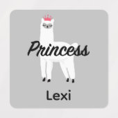 Princess Lama Design - Small Square Clothing Label (Design 2)