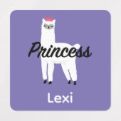 Princess Lama Design - Small Square Clothing Label (Design 1)