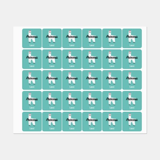 Princess Lama Design - Small Square Clothing Label (Vel)