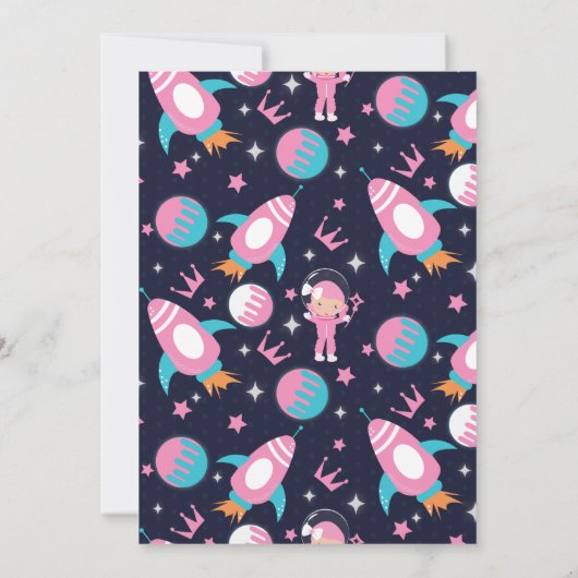 Princess Landing Rocket Ship Moon Birthday Any Age Kaart (Achterkant)