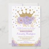 Princess Lavender Gold Floral Crown Baby shower Kaart (Voorkant)