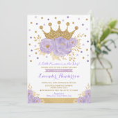 Princess Lavender Gold Floral Crown Baby shower Kaart (Staand voorkant)