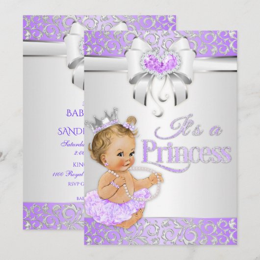 Princess Lavender Lila & Silver Diamonds Bow Kaart (Voorkant / Achterkant)