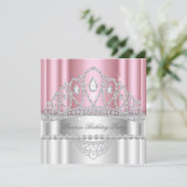 Princess Light Pink White Diamond Tiara Birthday Kaart (Staand voorkant)