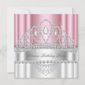 Princess Light Pink White Diamond Tiara Birthday Kaart (Voorkant)
