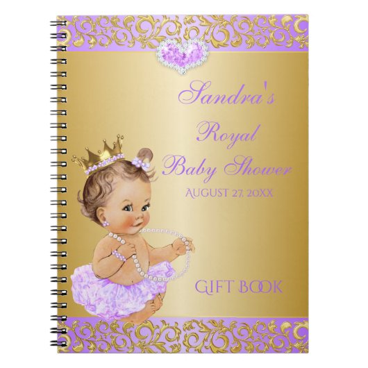 Princess Lila Lavender Gold Gift Guest Notitieboek (Voorkant)