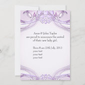 Princess Lila New Baby Girl aankondiging Foto (Achterkant)