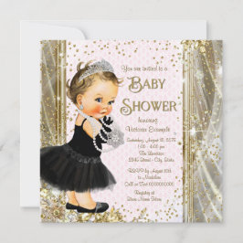 Princess Little Lady Pink Gold Girl Baby shower Kaart