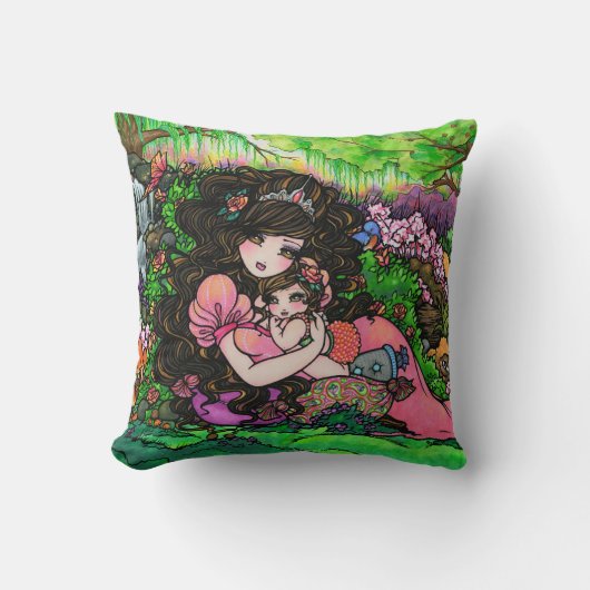 Princess Mam en Baby Fantasy Fine Art Pillow Kussen (Voorkant)