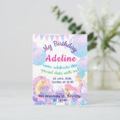 Princess & Mermaid Birthday Invitation Card (Staand voorkant)