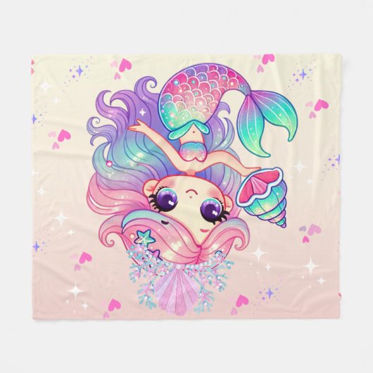 Princess Mermaid Blanket Fleece Deken (Voorkant (Horizontaal))