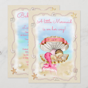 Princess Mermaid Clam Baby shower Kaart