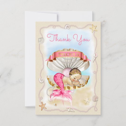 Princess Mermaid Clam Shell Dank u Bedankkaart (Voorkant)