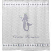 Princess Mermaid over Silver Gray Wavy Douchegordijn (Voorkant)