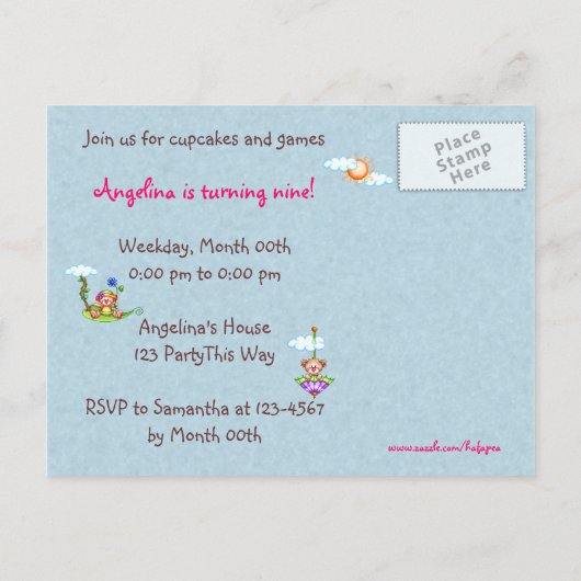 Princess Muffin & Friends Pixel Art Uitnodiging Briefkaart (Achterkant)