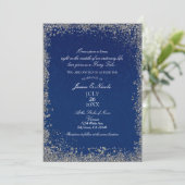 Princess Navy Blue Silver Storybook Wedding Kaart (Staand voorkant)