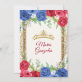 Princess Navy en Burgundy Quinceanera Invitation Kaart (Achterkant)