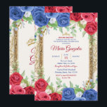 Princess Navy en Burgundy Quinceanera Invitation Kaart<br><div class="desc">Princess Navy en Burgundy Quinceanera Invitation Mis Quince Anos,  15th Birthday, </div>