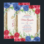 Princess Navy en Burgundy Quinceanera Invitation Kaart<br><div class="desc">Princess Navy en Burgundy Quinceanera Invitation Mis Quince Anos,  15th Birthday, </div>