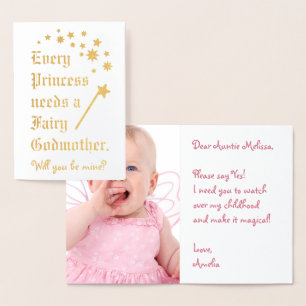 Princess Needs a Fairy Godmother Foto Gouden Sterr Folie Kaarten