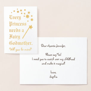 Princess Needs a Fairy Godmother Magic Wand Stars Folie Kaarten