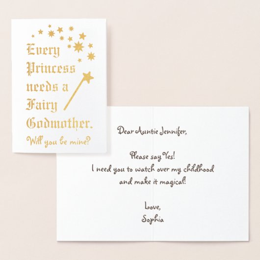 Princess Needs a Fairy Godmother Magic Wand Stars Folie Kaarten (Display)