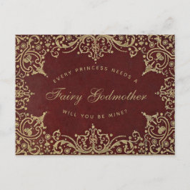 Princess Needs a Fairy Godmother  Red Gold Briefkaart