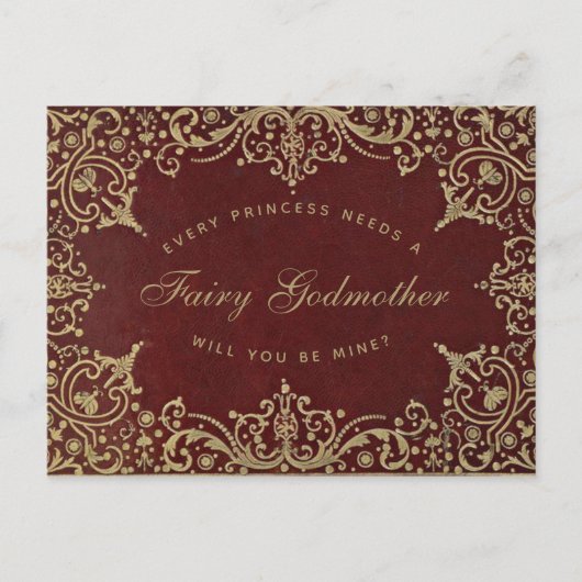 Princess Needs a Fairy Godmother Red Gold Briefkaart (Voorkant)