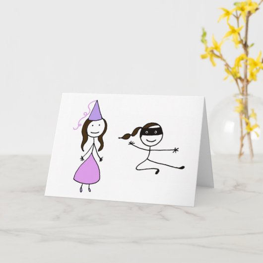 Princess Ninja Verjaardag Kaart (Gele Bloem)