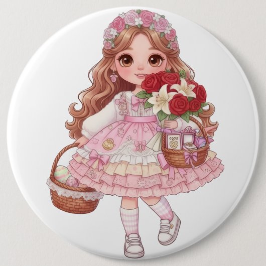 princess of hearts ronde button 6,0 cm (Voorkant)