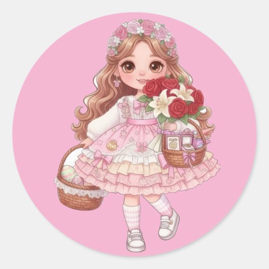 princess of hearts ronde sticker (Voorkant)