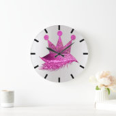 Princess of Lashes Crown Pink Grey Black Glitter Grote Klok (Huis)