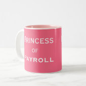 Princess of Payroll Funny Vrouw Manager Nickname Tweekleurige Koffiemok (Voorkant links)