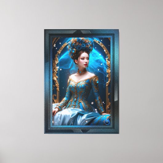 Princess Of The Blue Roos AI Art van Xzendor7 Canvas Afdruk (Voorkant)