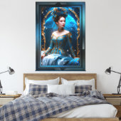 Princess Of The Blue Roos AI Art van Xzendor7 Canvas Afdruk (Insitu (Slaapkamer))