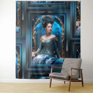 Princess Of The Blue Roos AI Art van Xzendor7 Wandkleed